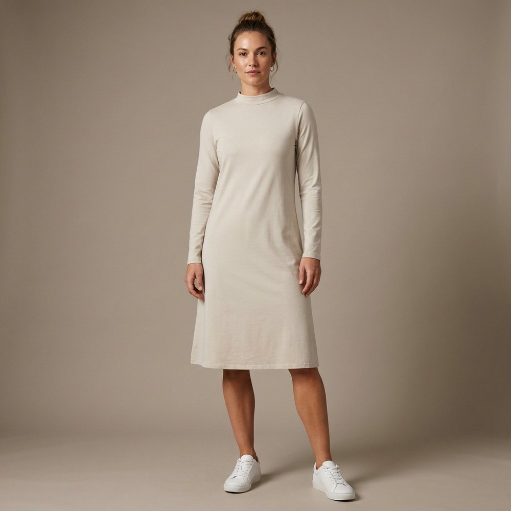 FILOSOFIA Female Soft Knit Mock Neck Dress Comfy Everyday Relaxed Easy Fit Sz M